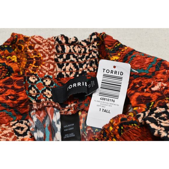 NEW Torrid Women's Plus Size 1 Tall Elegant Smocked Waist High-Rise Palazzo Pant - Picture 7 of 8